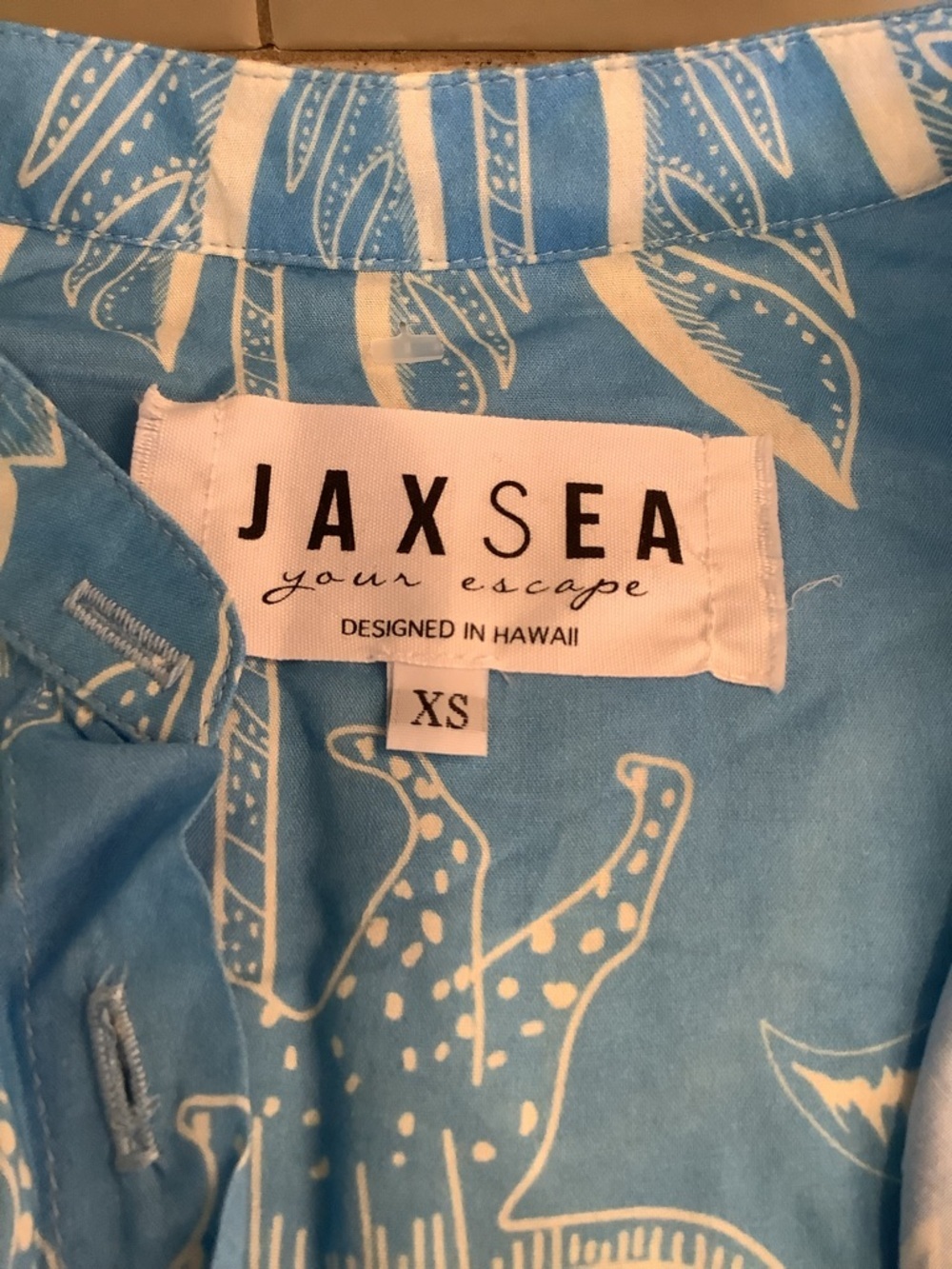 Jaxsea Hawaii Blue Tropical Button-Front Midi Dress Size XS - Picture 6 of 8